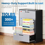 PEUKC 4 Drawer File Cabinet, Lateral Filing Cabinets - Image 8