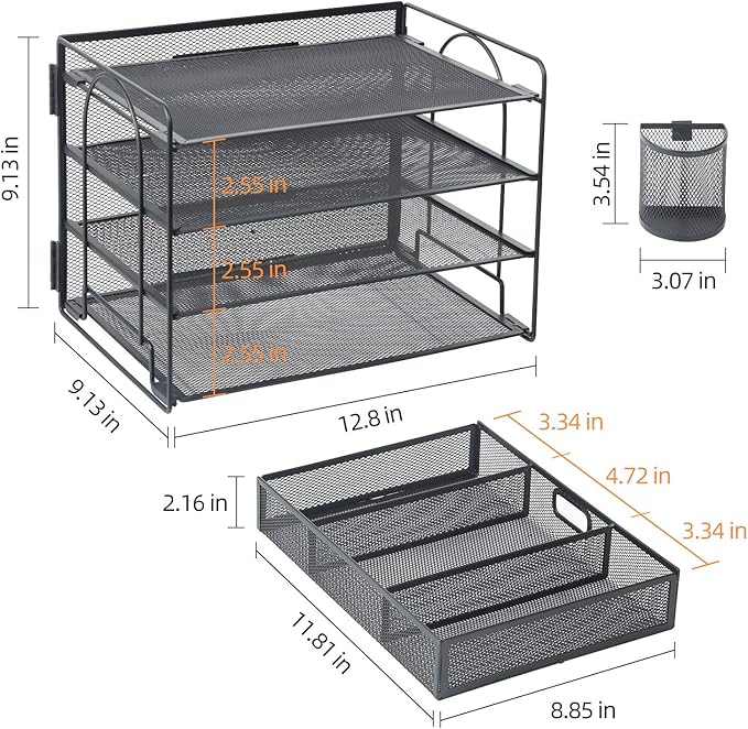 Marbrasse Desk Organizer and Accessories4-Tier Paper File Letter Tray - Image 4