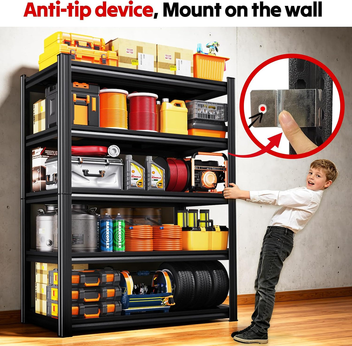 71.2*35.5 storage shelves, garage shelving,adjustable metal shelving unit, package contents