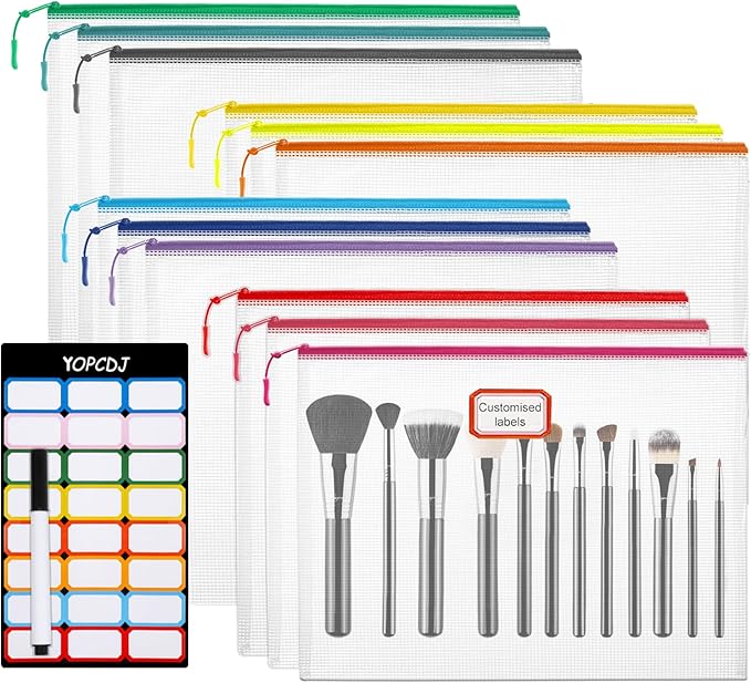 YOPCDJ 12pcs Mesh Zipper Pouch Bags, A5 Puzzle Bag by YOPCDJ