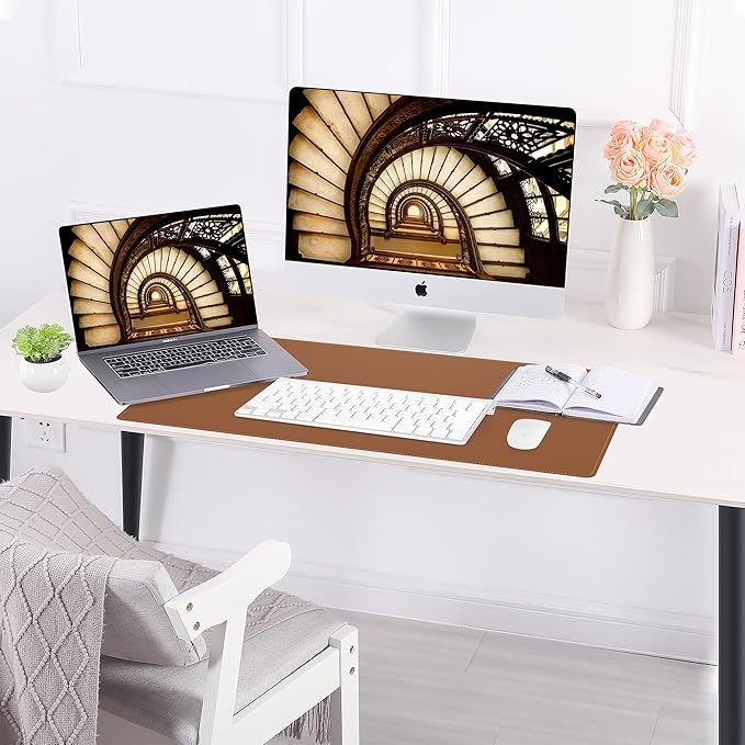 AFIING Dual-Sided Desk Pad, Natural Cork & PU Leather Large Mouse mats - Image 6