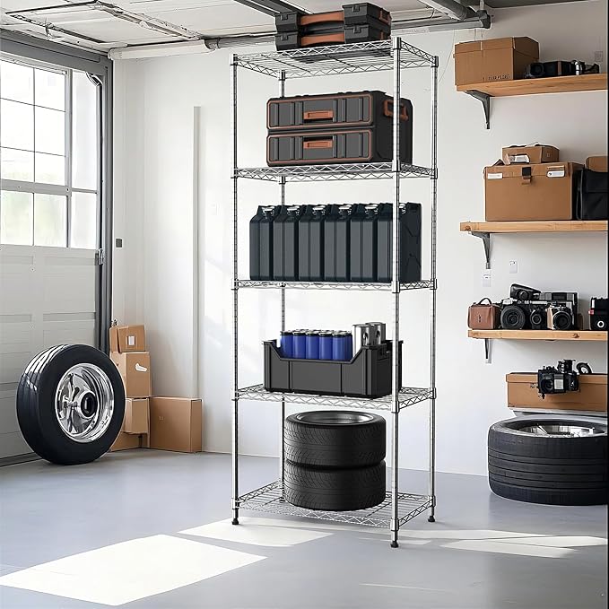 M MZG 1250 lbs 5 Tier Shelf Metal Storage Shelves Wire Rack Closet Organizers - Image 7