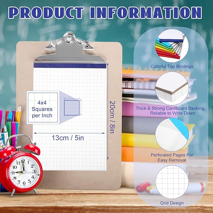 Jetec Small Graph Paper Notepad 5 x 8 Inch Mini Notebook Double Sided Memo Pads - Image 2