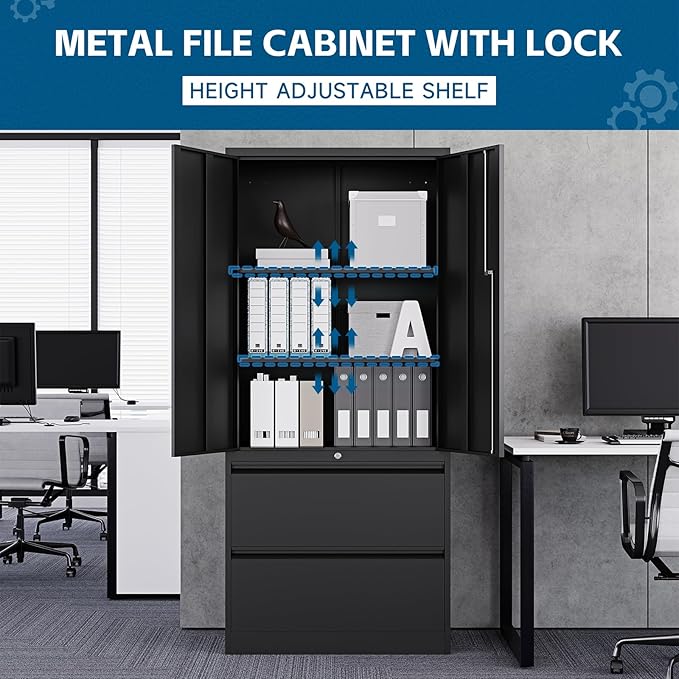 PEUKC 2-Drawer Metal File Cabinet, Lateral Vertical Filing Cabinets - Image 7