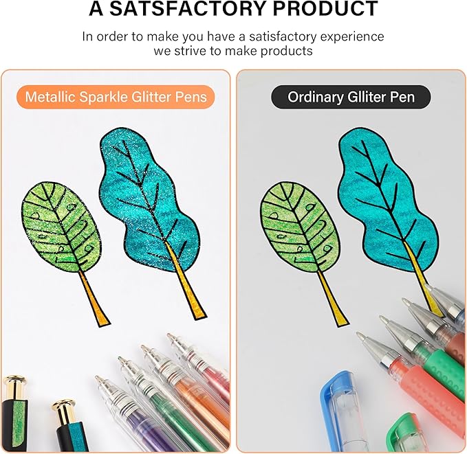 ZSCM Retractable Super Glitter Gel Pens, 24 Colors Large Capacity Metallic - Image 4