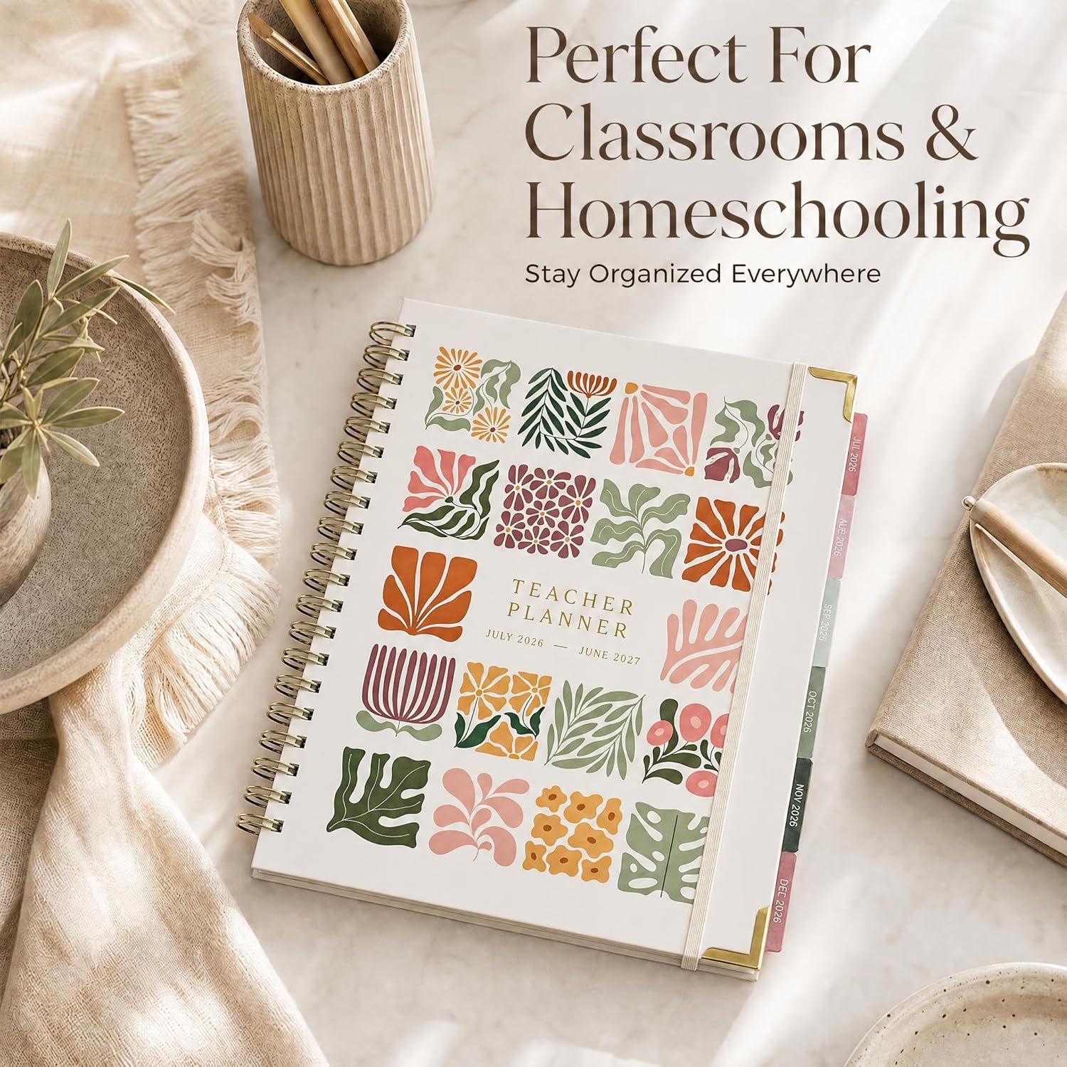 Aesthetic Teacher Planner For The 2026-2027 Academic School Year | All Incl. 8.5" X 11" Lesson Plan Book Supplies - Easily Organize Your Daily, Weekly & Monthly Classroom/homeschool Schedule