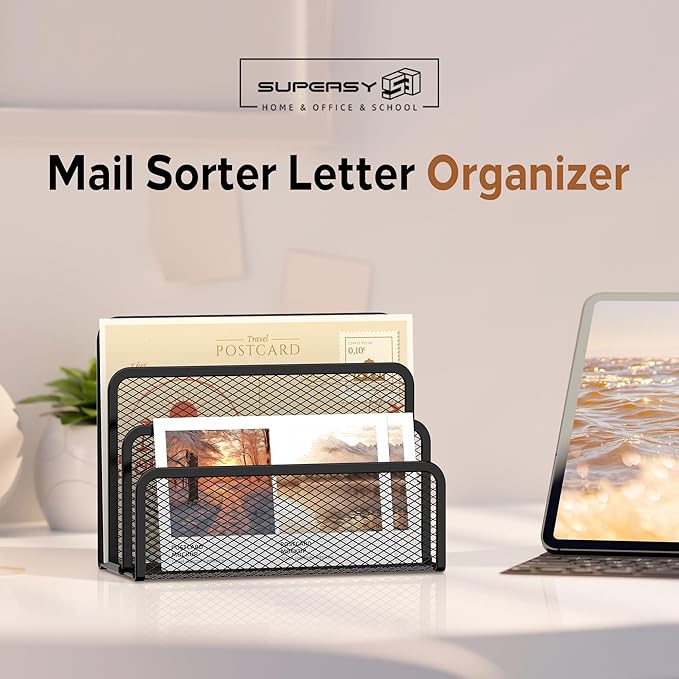 SUPEASY Mail Organizer for Desk, Mesh Metal Mail Holder Countertop - Image 8