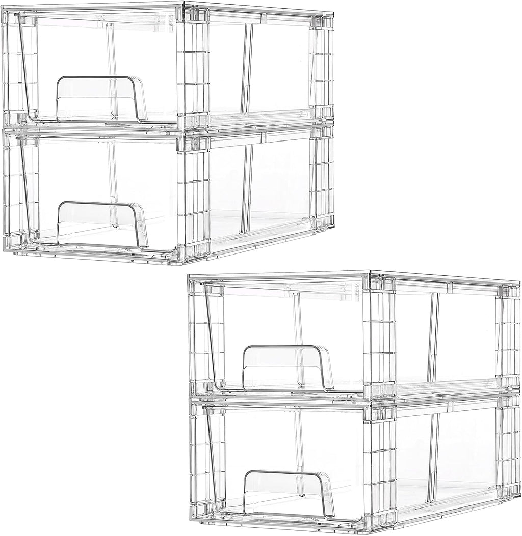 vtopmart 4 pack stackable clear drawer with dividers, main product view