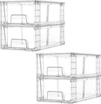 vtopmart 4 pack stackable clear drawer with dividers, main product view