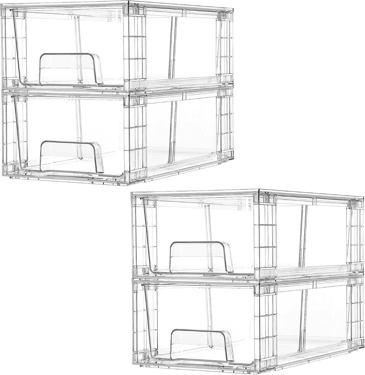 vtopmart 4 pack stackable clear drawer with dividers, main product view