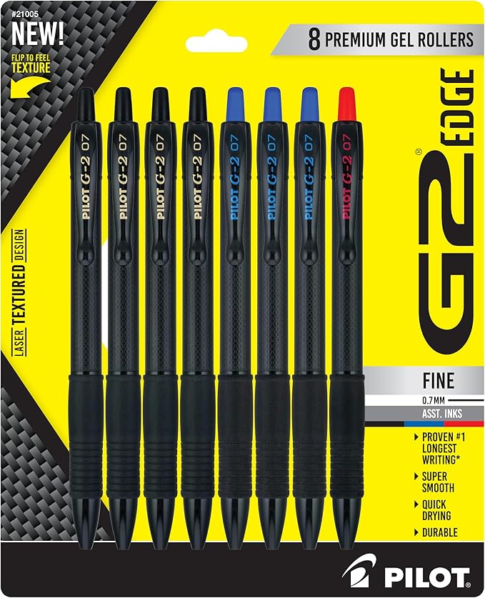 PILOT G2 Edge Assorted Premium Gel Roller Pens, 0.7 mm Fine Point Pens by PilotCorporationofAmerica