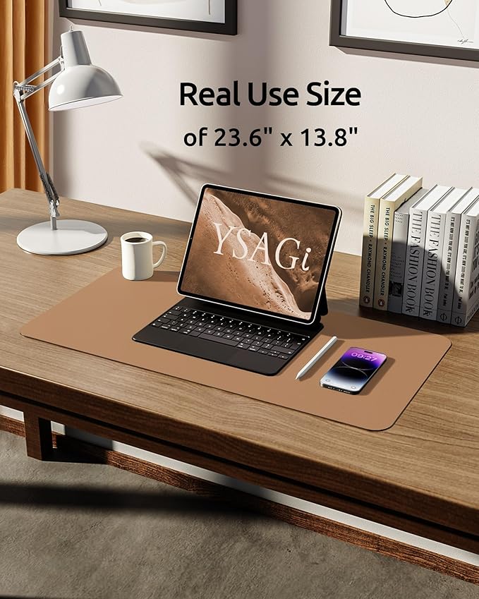 YSAGi Leather Desk Pad Protector, Office Mat, Large Mouse Pad, Non-Slip PU - Image 5