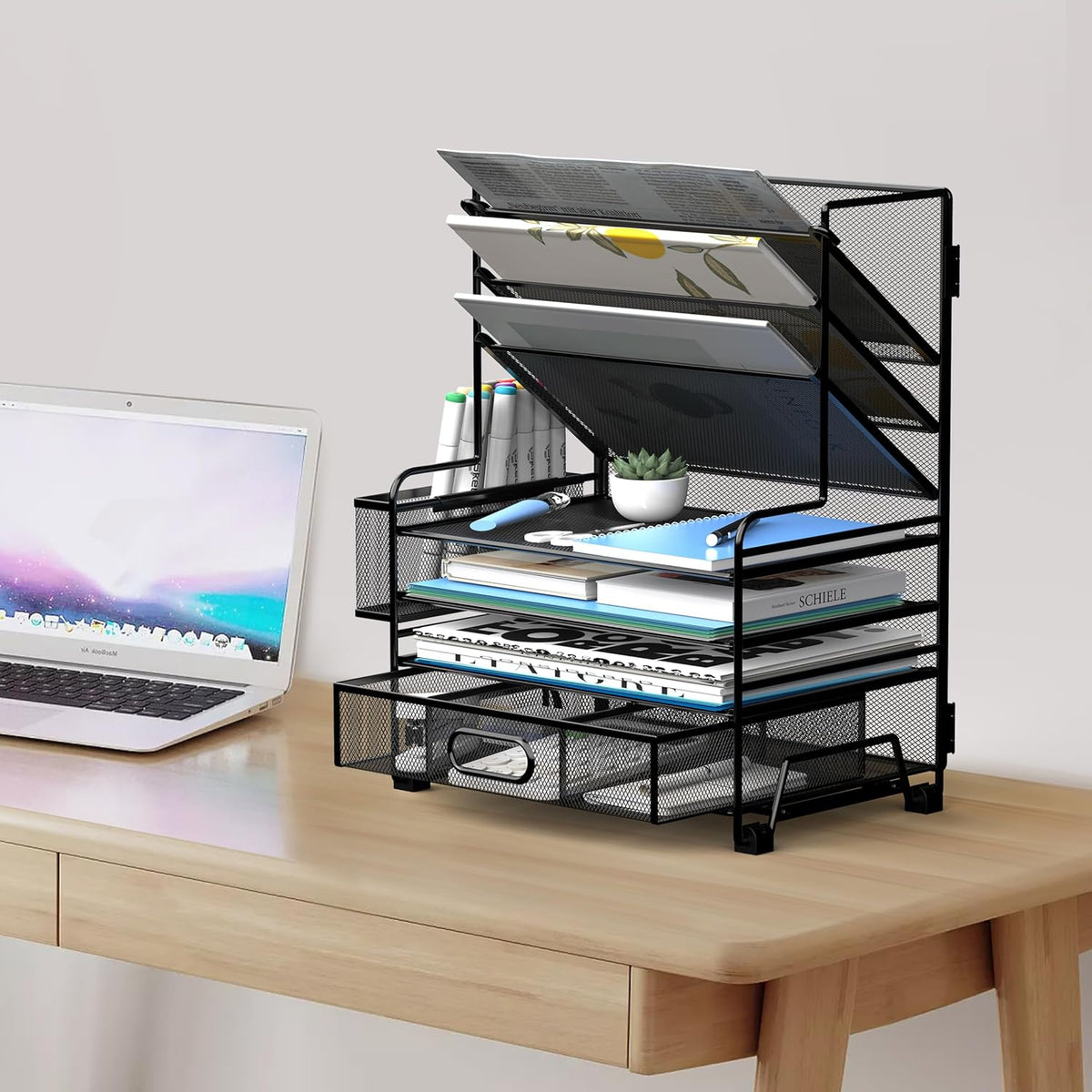 mindepot 4-tier paper organizer + 3-pocket file holder, package contents
