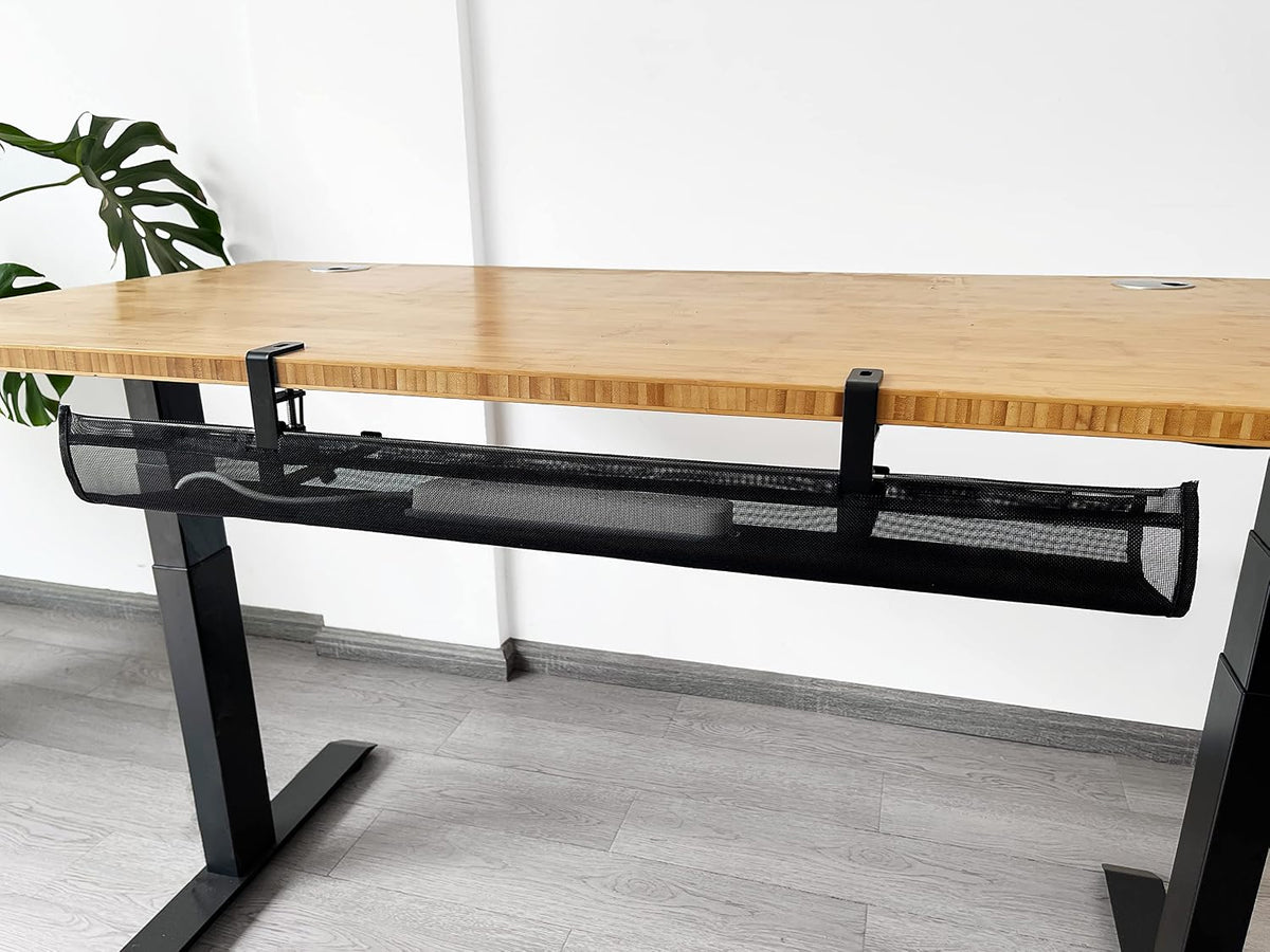 Under Desk 35 Inch Mesh Fabric Cable Management Tray, Power Cable Holder, Cor...
