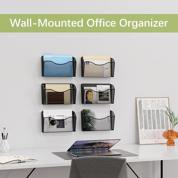 EasyPAG 6 Single Pocket Wall File Organizer, Mesh Hanging File Folder Organizer - Image 3