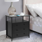 Edbuosy 3 Wooden Drawers Nightstand, 27 Inch Wide Night Stand Set 2 - Image 2