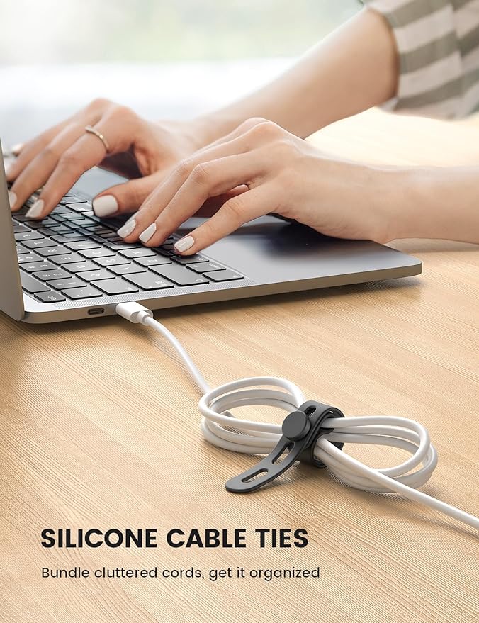 Lamicall 20Pack Silicone Cable Ties, Office Desk Organizer Accessories - Image 2