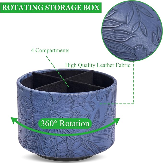 Hennaja Round Leather Art Supply Organizer, Remote Control Holder, 360 Degree - Image 3