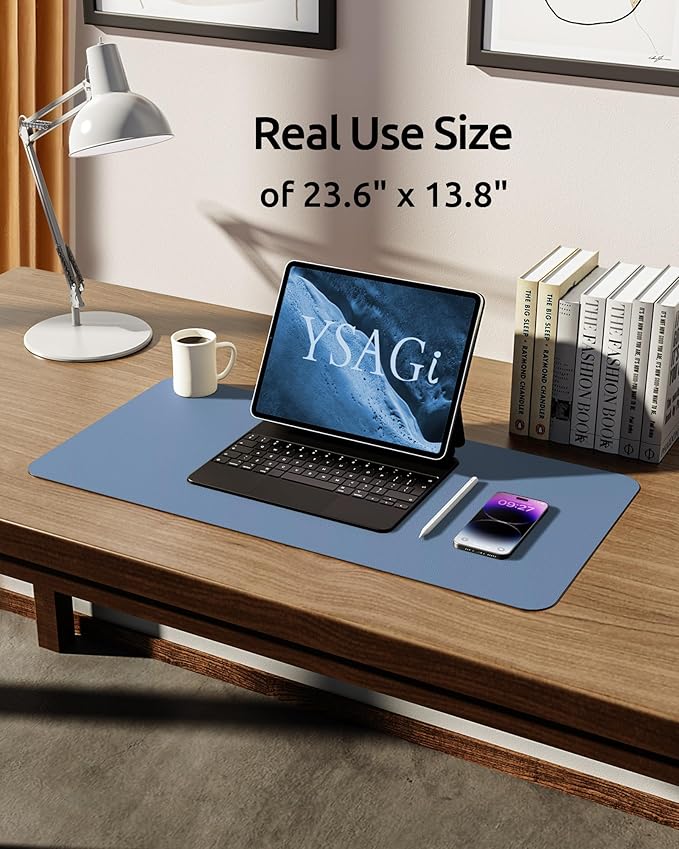 YSAGi Leather Desk Protector, Office Mat, Large Mouse Mat, Non-Slip PU Leather - Image 5