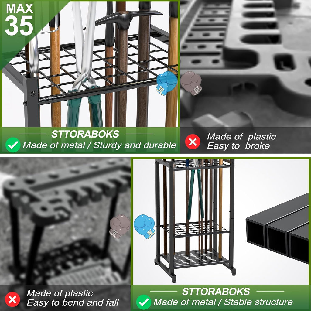 garden tool organizer, garage tool organizer & garage, side view