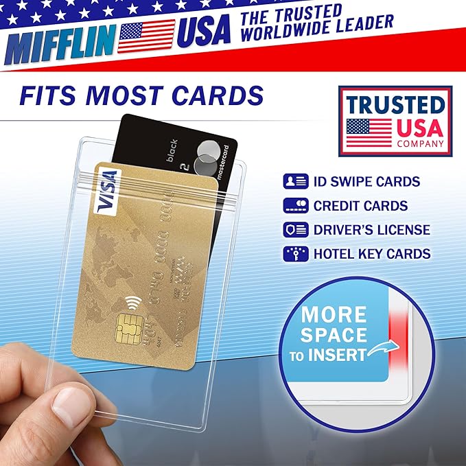 MIFFLIN Large Vertical ID Badge Holders, Plastic Nametag Covers - Image 4