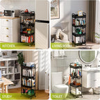 Sorgion 4 Tier Rolling Cart Organizer, Art Craft Diaper Bedside Snack Laundry - Image 6