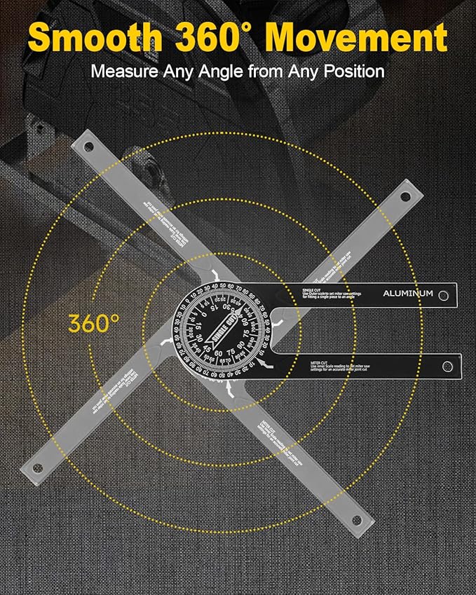 Anyongora 7.2" Miter Saw Protractor Angle Finder, CNC Aluminum Miter Gauge - Image 4