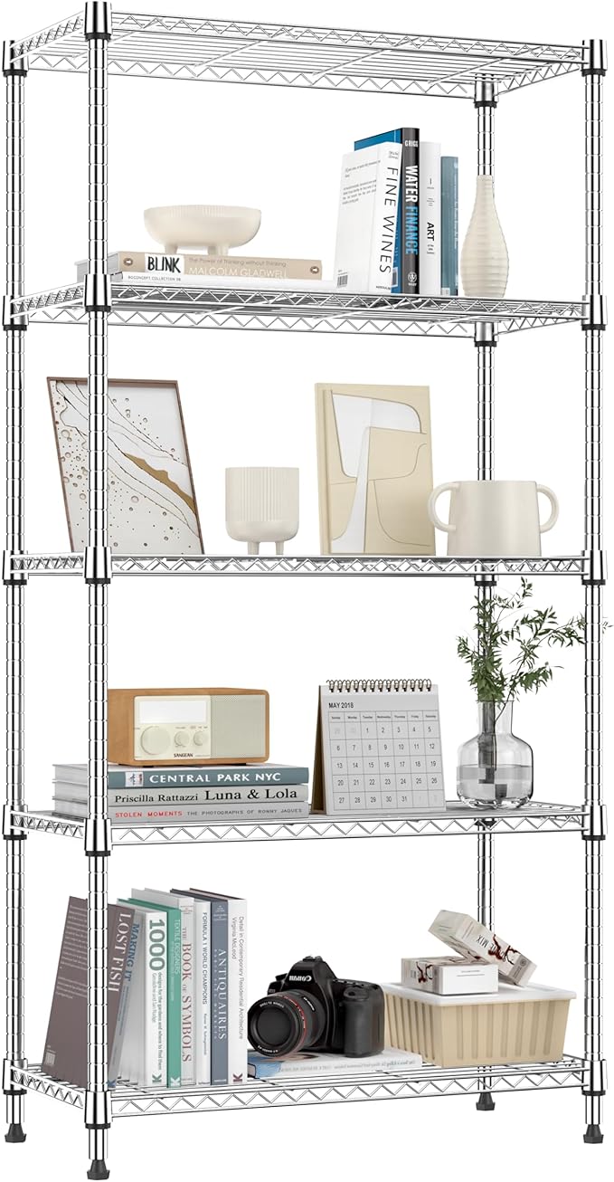 M MZG 1250 lbs 5 Tier Shelf Metal Storage Shelves Shelving Wire Rack Heavy Duty by MEIGAOPLASTICANDMETALHKCOLIMITED
