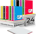 Rosmonde 24 Pack 3 Subject Spiral Notebook College Ruled Bulk, Thick Paper by Rosmonde