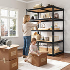 roomfave garage shelving heavy duty, 5 tier,72" h shown in use
