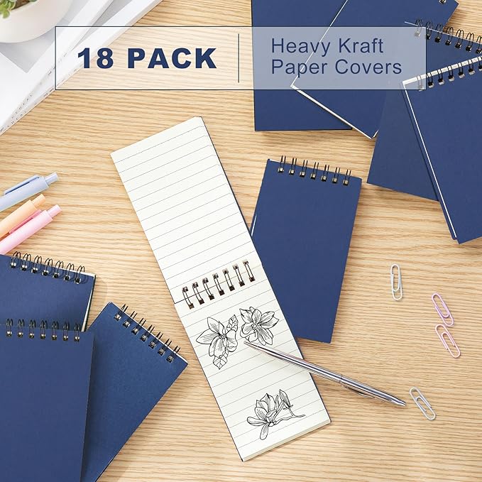 Tenceur 18 Pcs Pocket Notebook Bulk Small 3x5 Inch Spiral Notepads Mini Top - Image 3