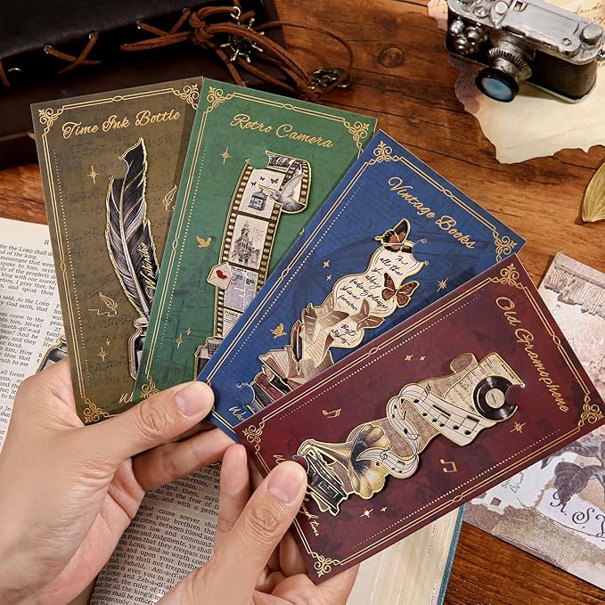 4pcs Vintage Bookmarks for Reading Women & Men, Unique Pretty Cute Metal Book - Image 9