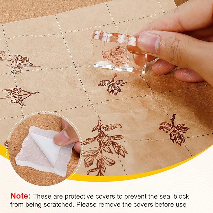 UCEC 4 Sheets Clear Stamps Set for Card Making and 2 Pcs Acrylic Stamp Block - Image 5