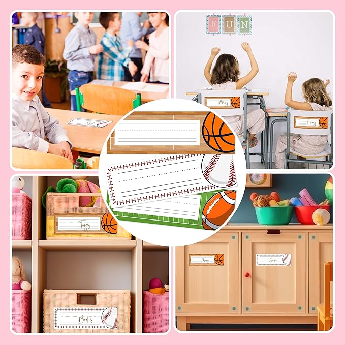 30 Name Tags for Classroom Cubbies, 3x9 in All-Star Sports Name Plates for Desks - Image 4