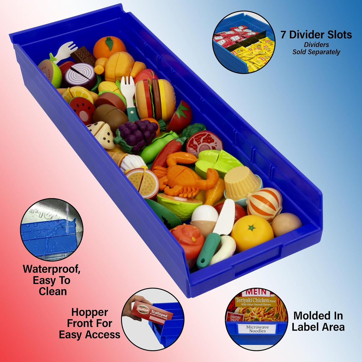 Akro-Mils 30184 Heavy Duty Plastic Shelf Bins, 24"x 8"x 4", Re...