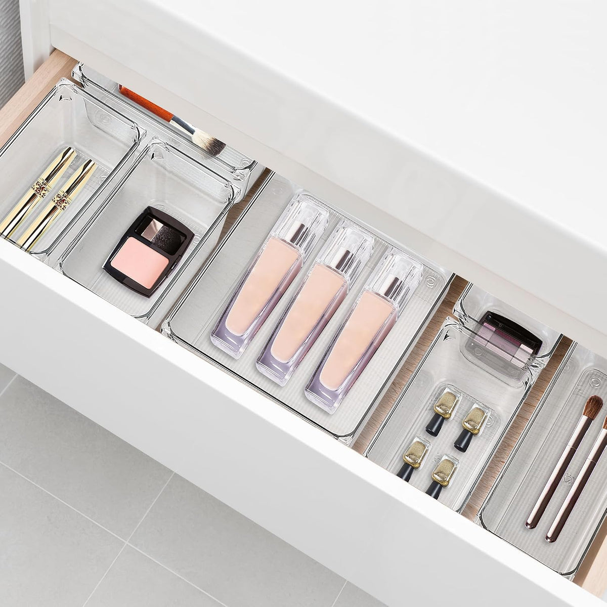 12 Pack Drawer Organizers, 3"X 9" Clear Acrylic Storage Bins