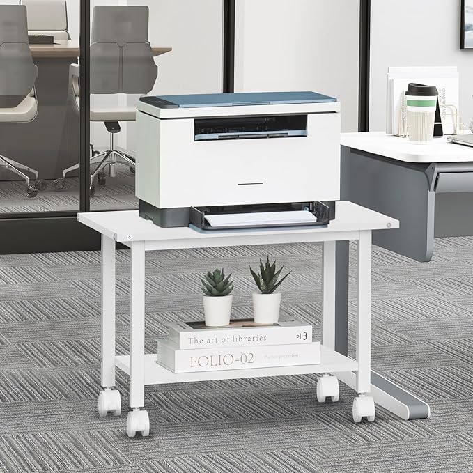 Lerliuo Under Desk Printer Stand, 2-Tier Industrial Mobile Printer Table - Image 4