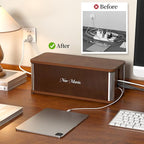 Delamu Wooden Cable Management Box, Retro-Inspired Look Desk Cord Organizer Box - Image 8