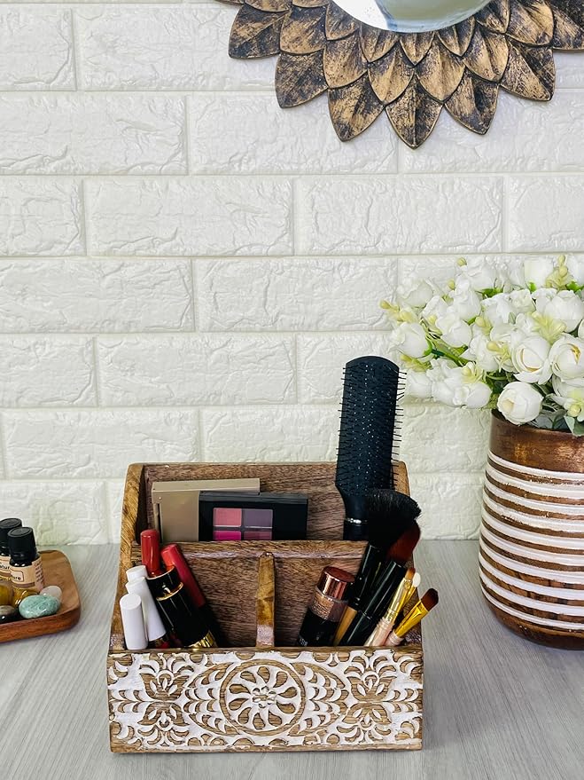Wooden Office Desk Organizer Countertop, Farmhouse Stationary Aesthetic - Image 3