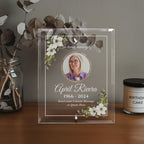 Personalized Memorial Glass Plaque, Custom Glass Plaque for Loss of Loved One, Keepsake Sympathy Gift and Celebration of Life Décor (8"x10", Design 2 (8x10))