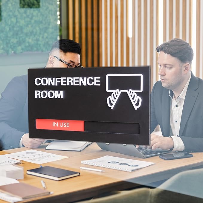 Office Door Signs for Conference Room, Meeting In Progress Door Sign, In Use - Image 6