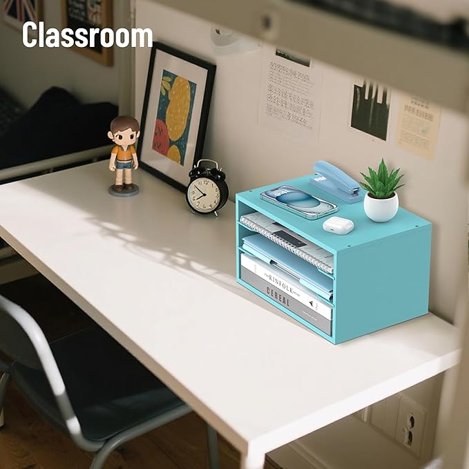 SHARKWOODS Wood Desk Organizer, 3 Tier Paper Tray Organizer - Image 9