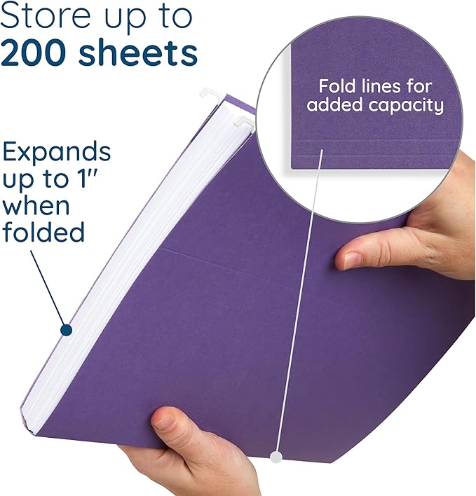 25 Blue Summit Supplies Purple Hanging File Folders - Image 4