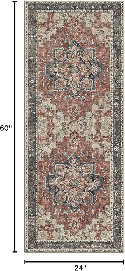GENIMO 2x5 Runner Rugs for Hallway, Machine Washable Non Slip Vintage Rugs - Image 2