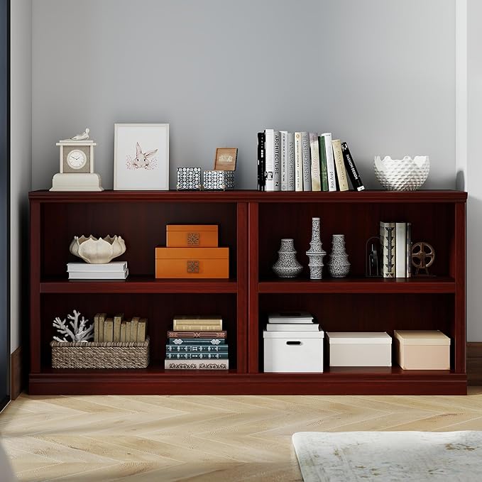 Bevfint 30" Bookcase, 2-Tier Display Shelves Open Storage Organizer, Book Case - Image 4