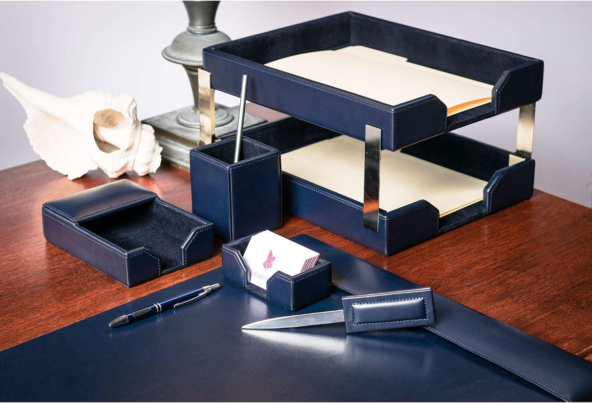 DACASSO Bonded Leather Desk Set - Luxury Leather Desk Pad & Desk Organiza...