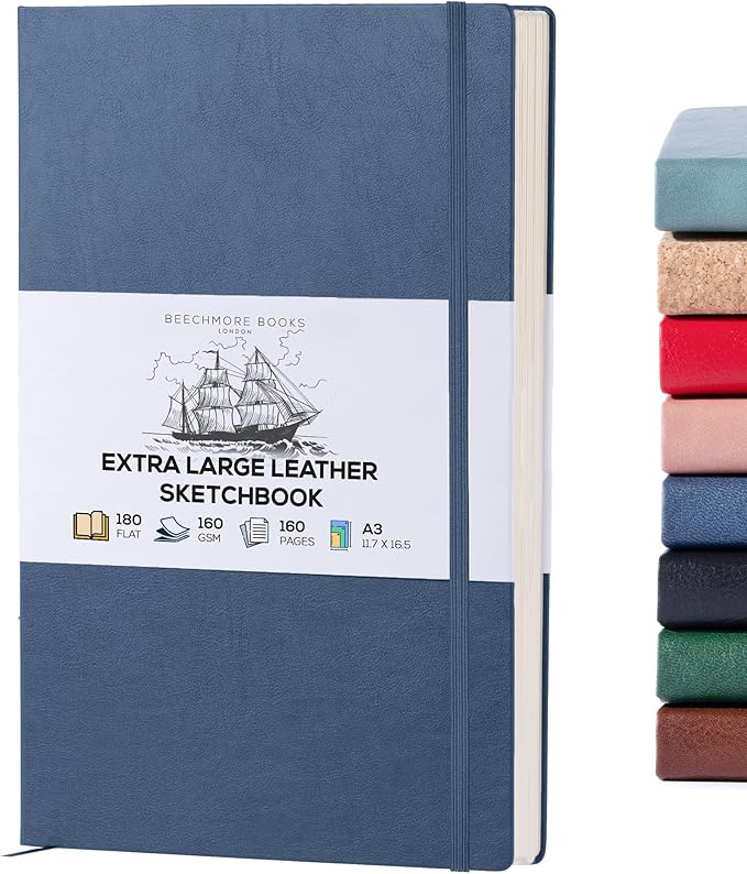 Beechmore Books A3 Sketchbook – 11.7x16.5 Premium Vegan Leather Bound Extra by BeechmoreBooks