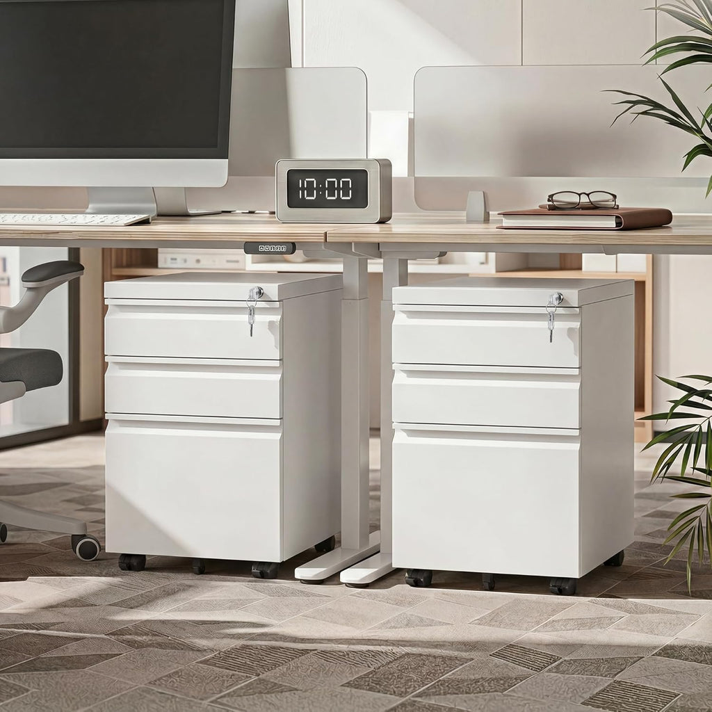devaise 3 drawer mobile file cabinet, fully assembled shown in use