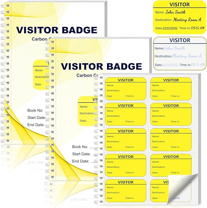 3 Pack of 900 Visitor Badges Stickers Visitor Log Book by Unknown