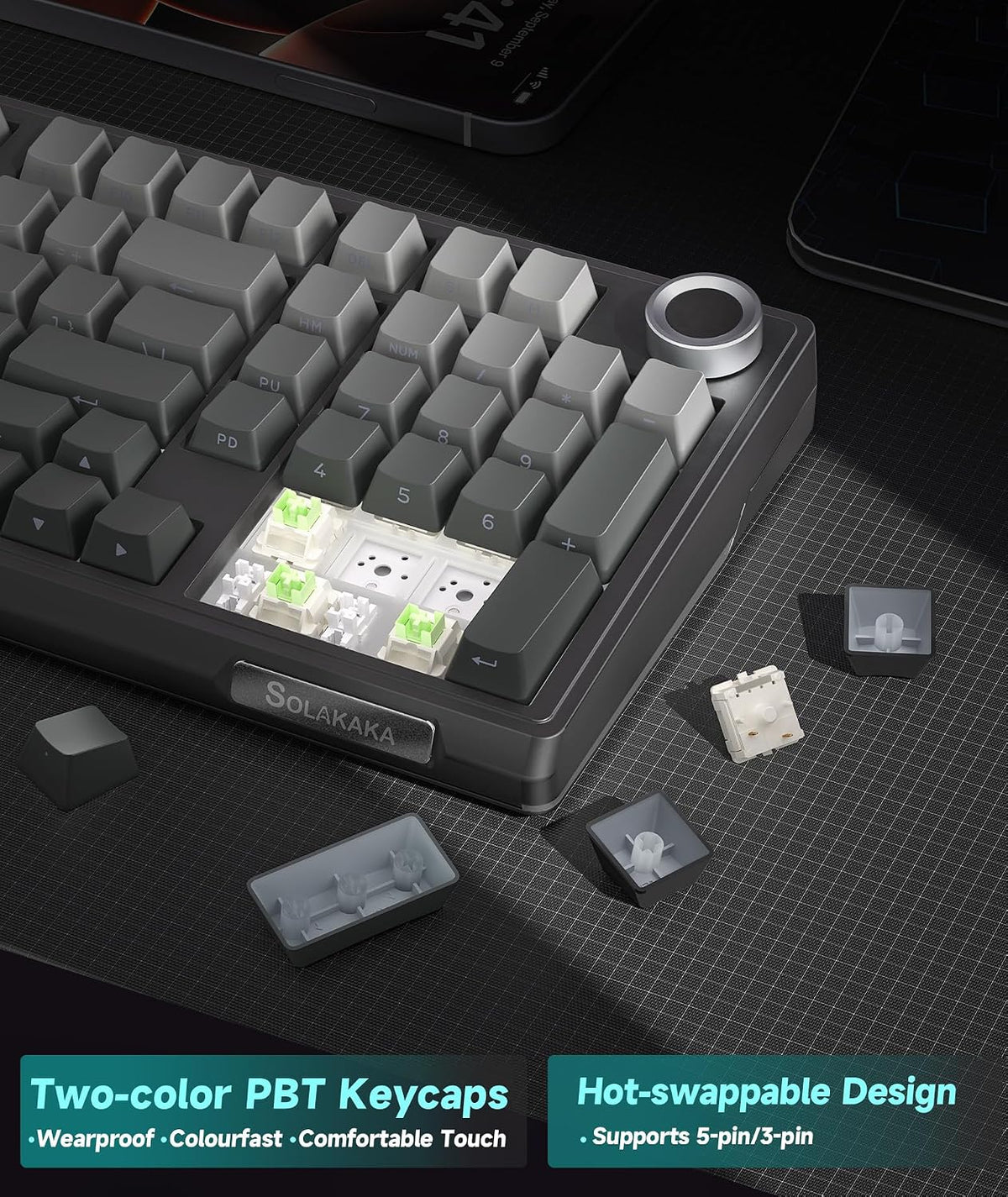 SOLAKAKA KI99 Pro 96% Wireless Mechanical Keyboard, RGB Gaming Keyboard, Hot-...
